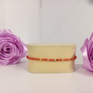 Brățară handmade reglabilă din cristale carneol fațetat și accesorii de aur 585