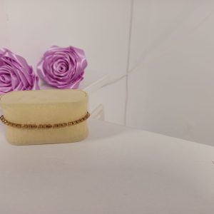 Brățară handmade reglabilă din hematit și accesorii de aur 585