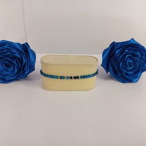 Brățară handmade reglabilă din hematit și accesorii de aur 585