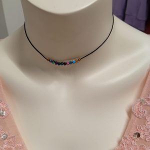 Colier handmade pe jnur cu hematit și accesorii din argint cu prelungire