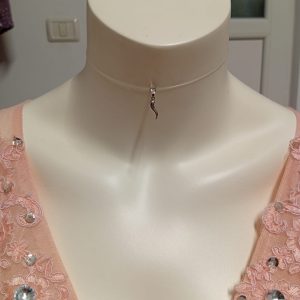 Colier handmade din fir transparent cu accesorii din argint 925  cu prelungire